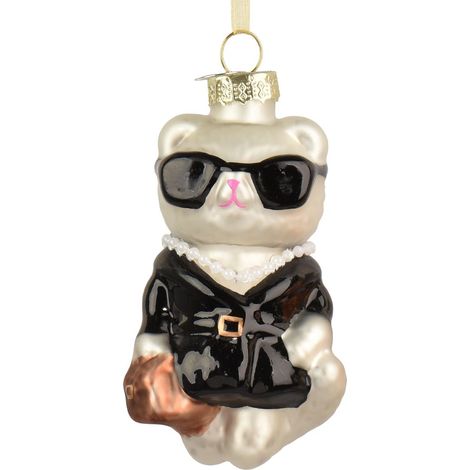 Weihnachtsanhänger Katze mit Sonnenbrille - Glas