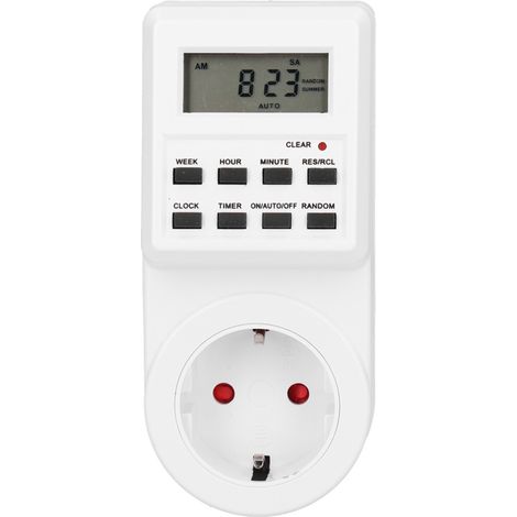 Ortviai Prise minuteur intelligente 16 A 240 V avec affichage LCD, mode 12/24 h et pile intégrée (1/5)