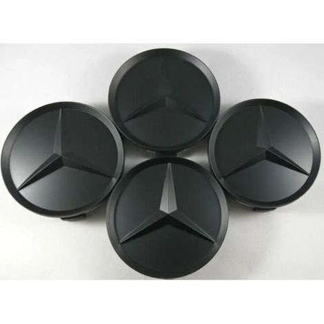 Enjoliveurs de roue en alliage Mercedes noir mat 75 mm. lot de 4 pièces