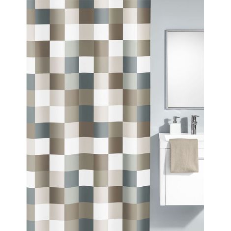 Kleine Wolke Duschvorhang Check taupe 180x200 cm Duschvorhänge