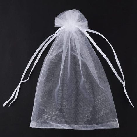 50pcs Sacs Organza 20x30cm Pochettes Cadeau en Organza Sachets à Bijoux avec Cordon de Serrage pour Cadeaux Bonbons Faveur de Marriage Fête Anniversaire,Blanc