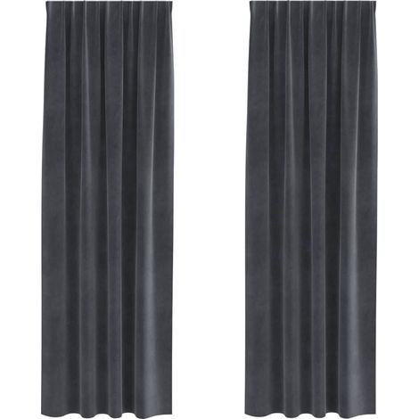 Rideaux occultants 2 pcs Gris clair 140 x 225 cm Velours (1/5)