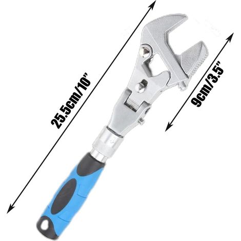 Clé à cliquet réglable à tête flexible de 25,4 cm, multifonction à cliquet réglable qui peut pivoter et plier à 180 degrés