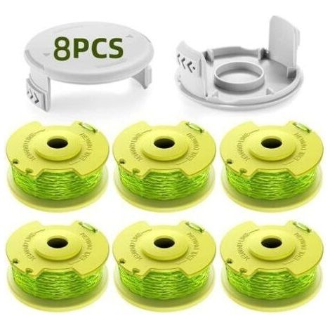 8 Paquet Modèle Actualisé Bobine Fil Coupe Bordure Convient pour Ryobi One +18v,24v,40v Coupe Bordures,Ø2.0mm et 3.4m Longueur AC14RL3A Remplacements Coupe Bordure(6 Bobine,2 Couvercle) (1/5)