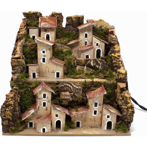 Paesaggio Presepe con Casette e Luci 20x14 cm 85992 (1/5)