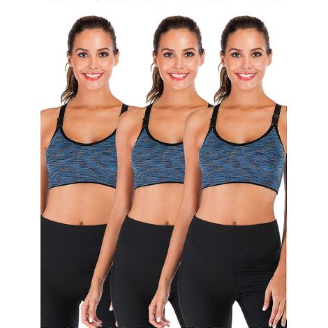 Lot de 3 brassières de sport pour femme – Dos nageur, coussinets amovibles, sans coutures (idéal yoga, fitness, gym) (1/5)