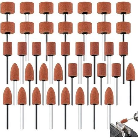Set di 42 punte abrasive in corindone, accessori Dremel per avvitatori a batteria con gambo da 3 mm, per affilare pietre preziose, vetro, metalli e legno. (1/5)