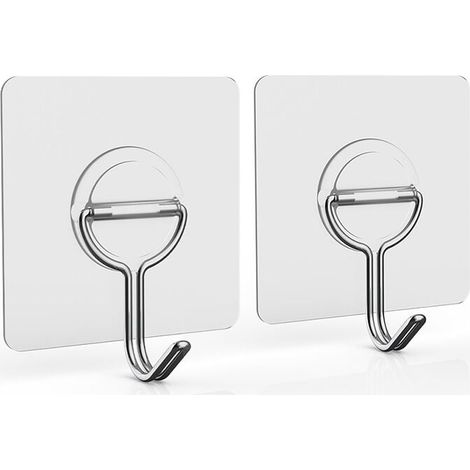 8er-Pack selbstklebende Wandhaken, 5 kg (max.), selbstklebende Handtuchhaken, transparente Klebehaken ohne Bohren, wasserdichte Haken für Badezimmer, Küche, Waschraum (1/5)