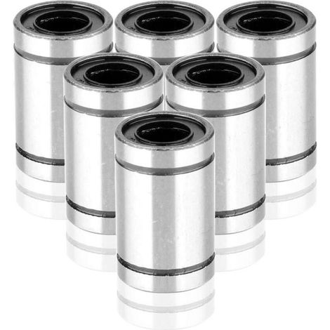 6 x LM8UU Roulement linéaire pour imprimante 3D, bricolage et mouvement CNC Φ8mm x Φ15mm x 24mm (6 Pcs)