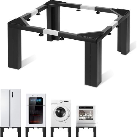 Wolketon Waschmaschinen Untergestell, Waschmaschine Sockel für Trockner, Waschmaschine und Kühlschrank - Schwarz + Silber