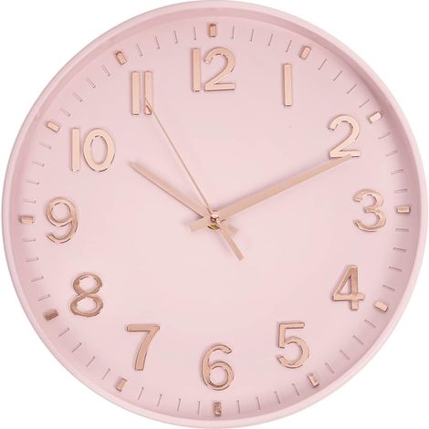 Pink Wall Clocks Battery Operated,12 inch Silent Non Ticking Modern Wall Clock for Living Room Bedroom Kitchen Office Classroom Decor (1/5)
