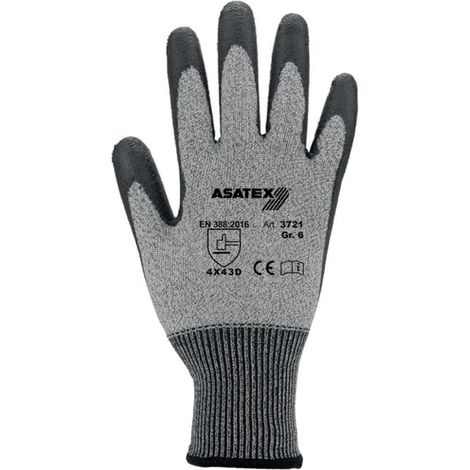 ASATEX 3721/9 Schnittschutzhandschuhe Größe 9 graumeliert/schwarz EN 388 PSA-Ka (1/5)