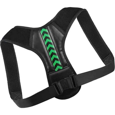 Correcteur de posture, ceinture de soutien dorsal élastique et confortable pour hommes et femmes, noir et vert, taille L. (1/5)
