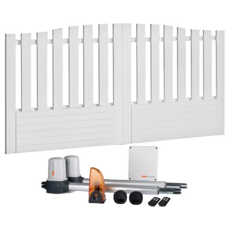 Portail battant électrique PVC blanc H145 x L250 ALENÇON CHAPEAU DE GENDARME