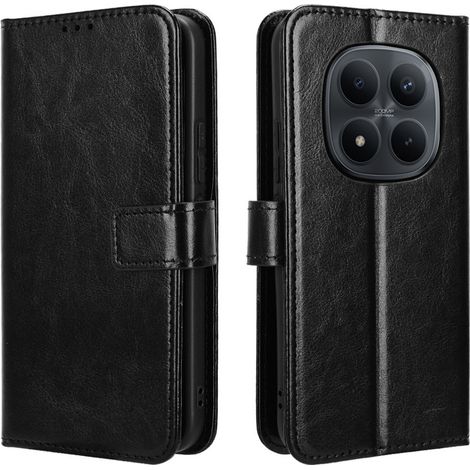 Funda tipo libro para Xiaomi Redmi Note 15 Pro 4G, Crazy Horse Wallet, negra (1/5)
