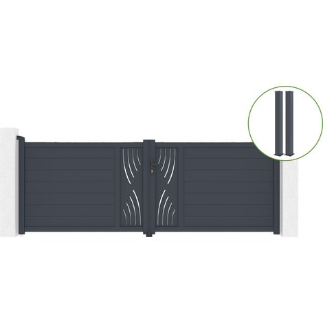 Puerta abatible 3,5m VELETA H.120cm aluminio + 2 postes EIFEL 15x15cm H.166cm GR (1/5)