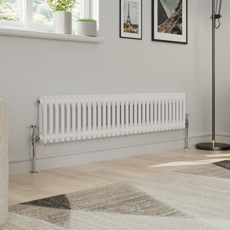 Warmehaus Traditional Double Column White Radiator Cast Iron Style Radiators 300 x 1460mm