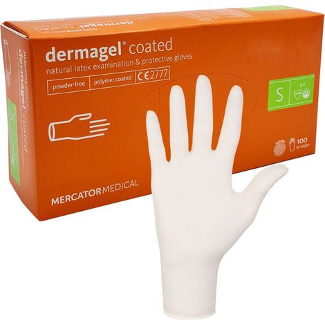 S Mercator Dermagel beschichtete Latexhandschuhe, 100 Stück (1/5)