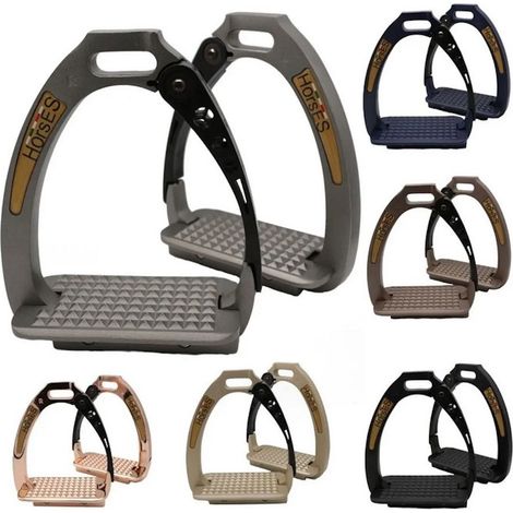 marrone  / nero - Staffe inglesi con gancio di sicurezza per equitazione modello A-Safety