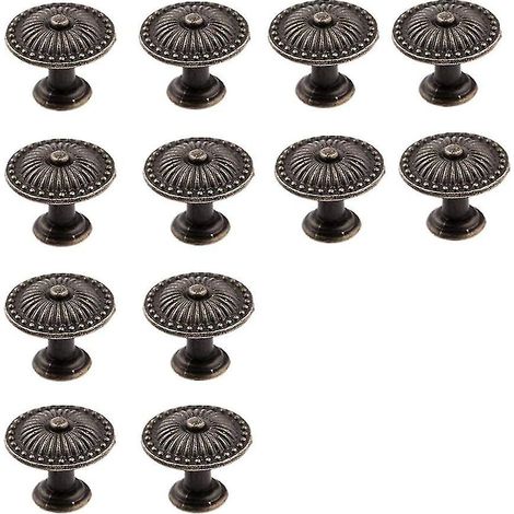 Boutons de meuble en bronze vintage - Ensemble de 12 poignées de tiroir de commode (1/5)