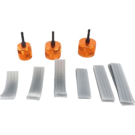 Kit Nettoyage Tuyaux Cuivre 1/4" Hex, Brosses Acier 1/2-3/4-1", Orange, Set 9 Pièces avec Têtes Remplaçables pour Perceuse (1/4)