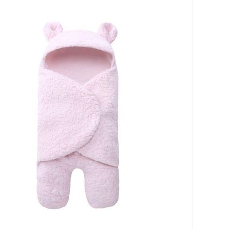Gigoteuse et couette en polaire rose à capuche pour bébés (0-6 mois) - Pour rester bien au chaud et confortable (1/3)