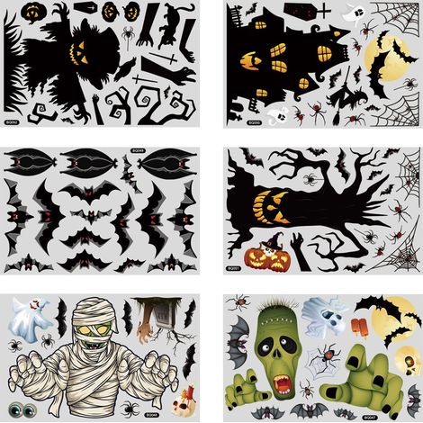 Autocollant Halloween - Citrouille Araignée Fantôme pour Fenêtre - Décor Amovible pour Fête - Lot de 36 (1/5)