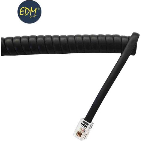 Telefonverlängerung 4,5 m, 4-Wege-Stecker-Stecker-Mini, schwarz, lockig