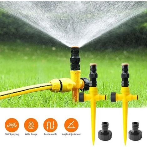 (Jaune, Chine) Arroseur de jardin rotatif à 360° - Système d'irrigation automatique pour l'agriculture, les pelouses, les fermes et les serres. (1/4)