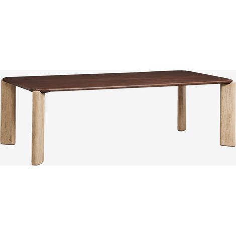 SKLUM Rechteckiger Esstisch 230x110 cm aus Mangoholz und Naturstein Andeca Dunkles Mangoholz – Travertin                                  