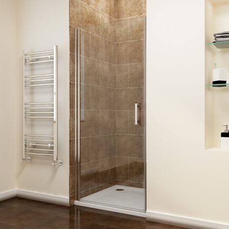ELEGANT 800 x 1200mm Frameless Pivot Shower Door Enclosure 6mm Safety Glass Reversible Shower Cubicle Door and Shower Tray (1/5)