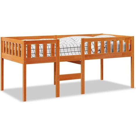 Lit enfant (matelas non inclus), finition cirée marron, 90x200 cm, pin massif. (1/5)