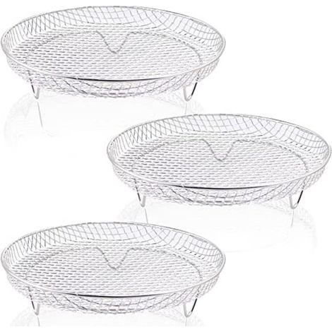 Paquete de 3 accesorios universales para freidora de aire: parrilla redonda y rejilla apilable (1/5)