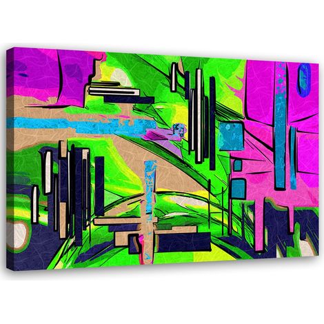 Tableau sur toile Vert Abstrait Coloré 60x40 (1/5)
