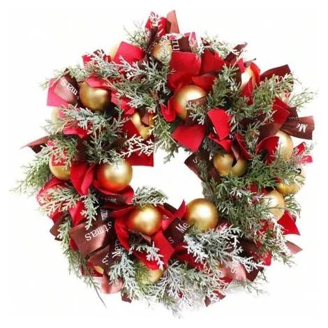 Couronne Noël 42cm,porte/mur/fenêtre/cheminée,boules déco,maison/fête/vacances intérieur/extérieur. (1/5)