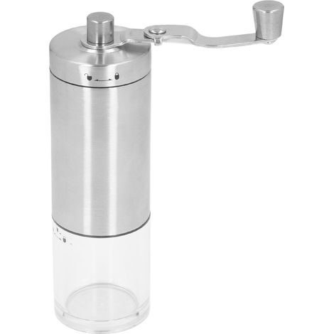 Moulin à café manuel 6 niveaux de mouture réglable, petit format pour voyage bureau maison, acier inoxydable (1/5)
