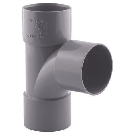 Somatherm – Té PVC droit triple femelle Ø40 – Raccord évacuation 87° – Résistance chimique – Installation facile avec colle PVC (1/4)