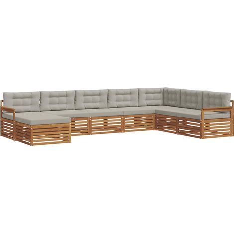 Conjunto de sofás de exterior 8 uds. Gris Natural y Claro vidaXL (1/5)
