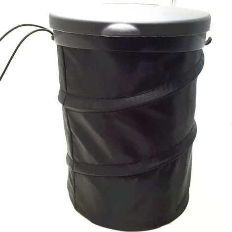 CSPARKV 1pc Black Car Trash Can Universal Foldable Garbage Can Portable Multi-Purpose Hanging Garbage Box with Lid for Vehicle and Travel (1/5)
