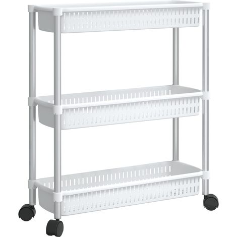 Chariot de rangement à 3 niveaux Argenté et blanc Aluminium (1/5)