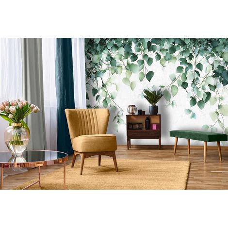 Vlies Fototapete Botanisch 150x105 cm, Tapeten, für Wohn und Schlafzimmer, Vliestapete Wandtapete Tapete 3D Effekt- inkl. Kleister - Natur Blätter grün weiß, WallArena (1/4)