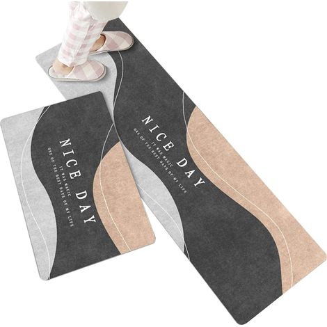 Juego de alfombras de cocina (dos piezas), alfombra de pasillo de cocina, tapete de cocina, antideslizante, alfombra de baño, absorbente, apta para uso interior y exterior, y alfombra de pasillo n.° 4 (1/5)
