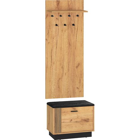 Mobile da ingresso con appendiabiti, ripiano e scarpiera a 1 anta Nilo Legno (1/5)