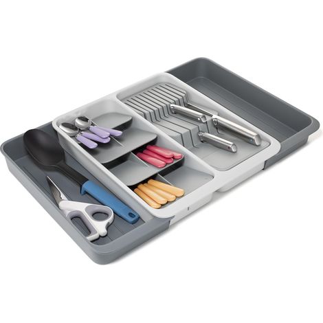 Joseph Joseph DrawerStore Vassoio Espandibile Porta Posate, Utensili e Accessori da Cucina, con Blocco Porta Coltelli, Plastica Riciclata (1/5)