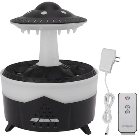 Brumeur Goutte d'Eau OVNI avec Lumières Colorées Télécommande Minuterie Diffuseur d'Arômes 100-240V Noir Prise US (1/5)