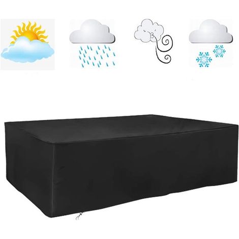 Housse de protection extérieure – 308x138x89 cm – Tissu Oxford 210D – Imperméable – Anti-UV – Noire (1/5)