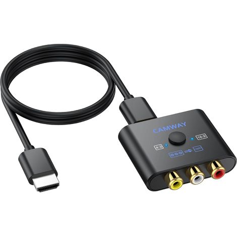 Convertisseur AV vers HDMI avec Câble 50cm Adaptateur RCA vers HDMI 1080P/720P (60Hz) pour PS1/PS2/Wii/N64 Commutateur 4:3/16:9 Exclusif Plug & Play Compatible Téléviseurs/Moniteurs (1/5)