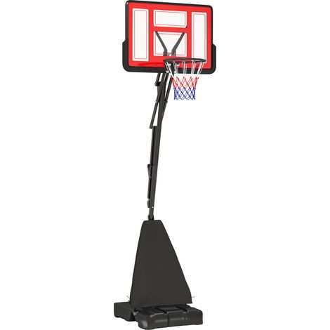 SPORTNOW 2.45-3.05m Portable Basketball Hoop and Stand with Wheels, Red (1/5)