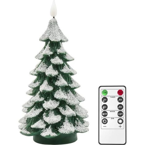Koopman International LEDTREEGLIT Candelabro LED a forma di albero 17 cm con glitter Funzione tremolante A batteria colore Bianco