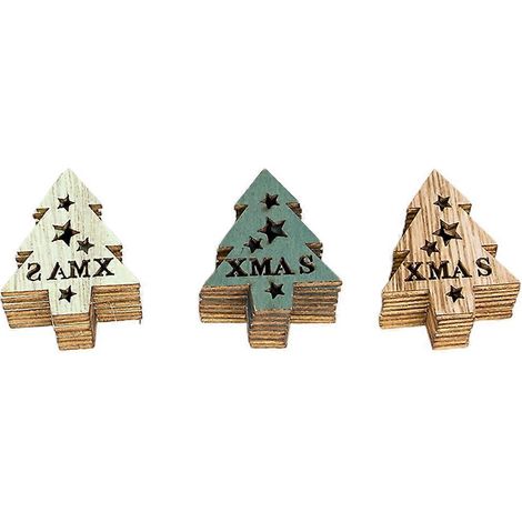 24 décorations suspendues en bois peint en couleur, éléments décoratifs ajourés pour Noël, idéales pour la maison et les fêtes - Sapin de Noël électronique-4.54CM